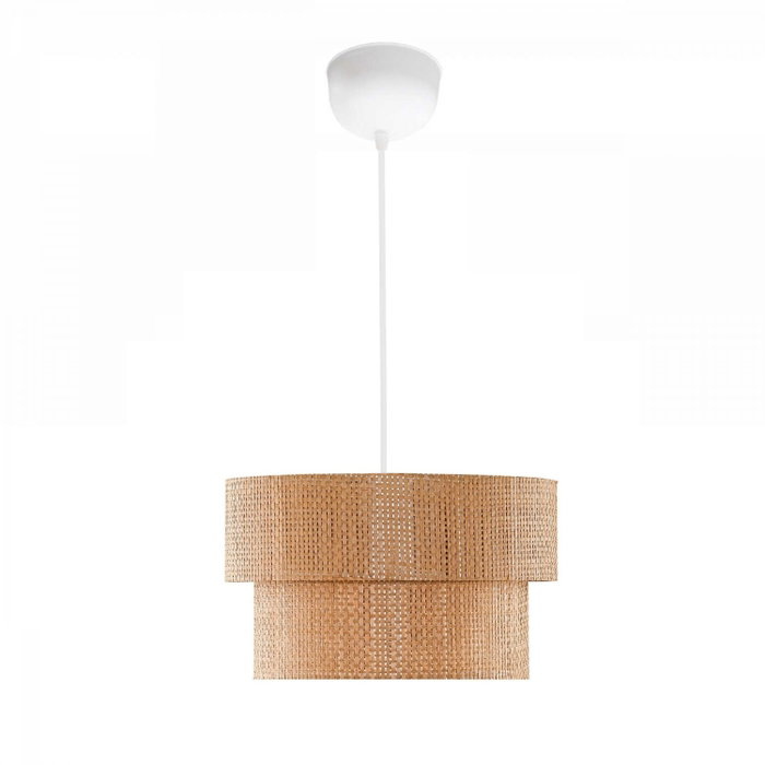 Opviq Lámpara de Araña con Tapa de Mimbre Beige y Blanco